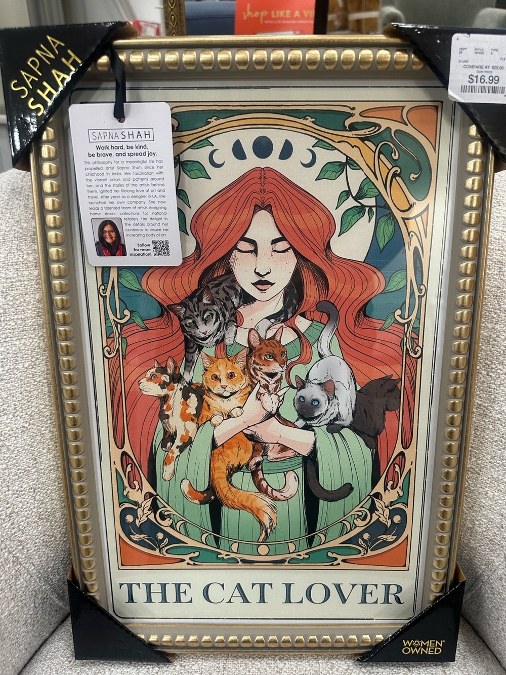 Viral NWT Sapna Shah The Cat Lover Art Print